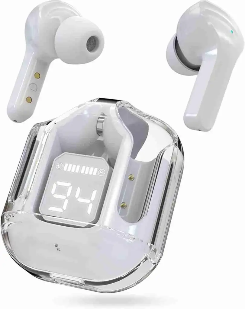 Viraan Ultrapods Crystal Transparent Wireless Earbuds Bluetooth Headset (White, True Wireless)